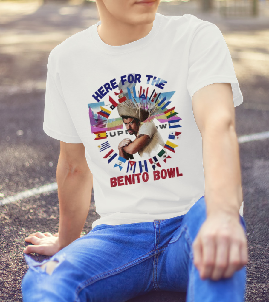 Here For The Benito Bowl Super Bowl Flag Circle T-Shirt