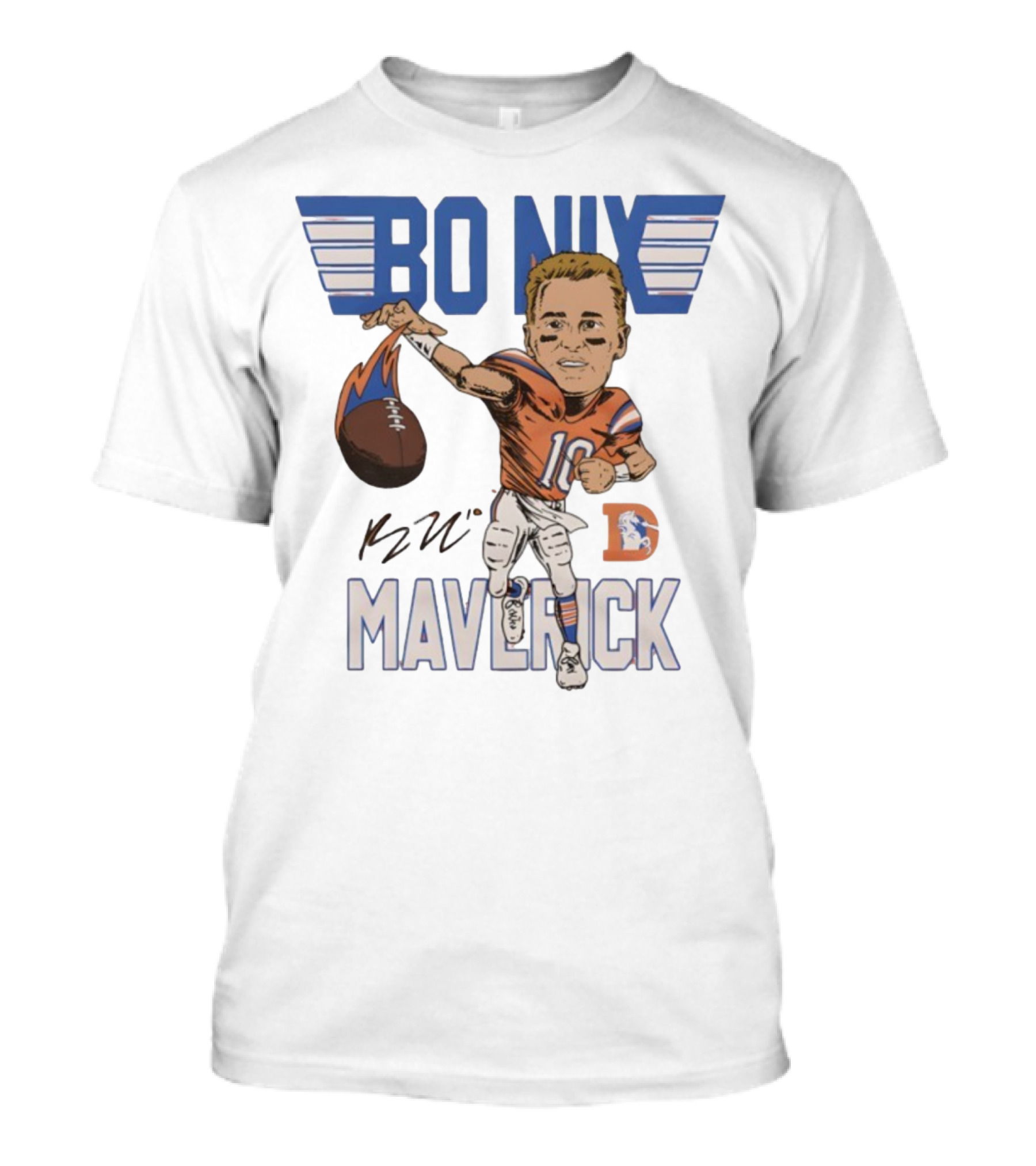 Bo Nix Maverick Broncos Signature Football Player Illustration T-Shirt