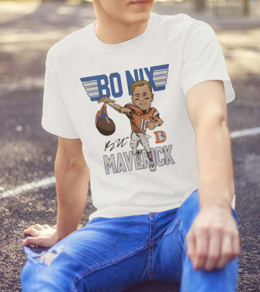 Bo Nix Maverick Broncos Signature Football Player Illustration T-Shirt