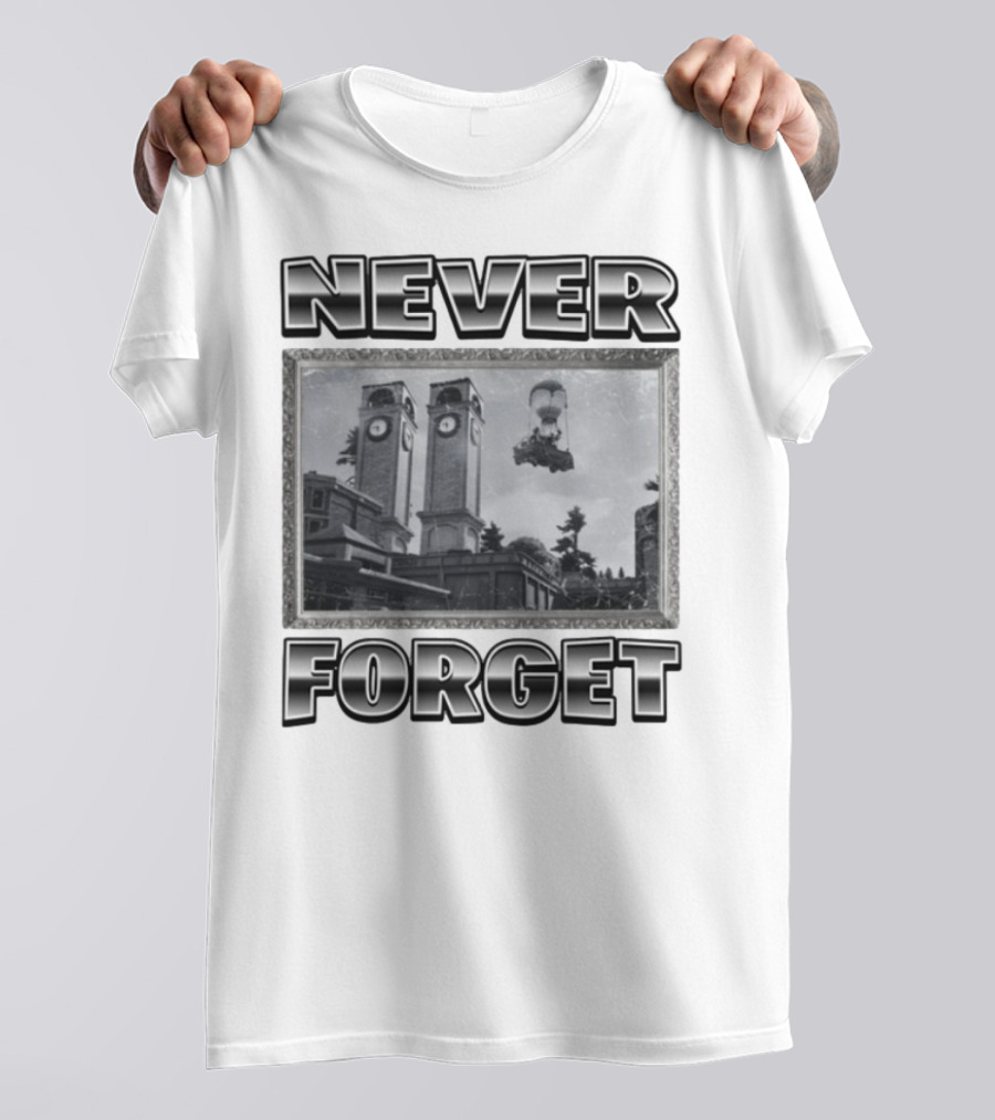 Never Forget Tower Balloon Flight Vintage Photo T-Shirt