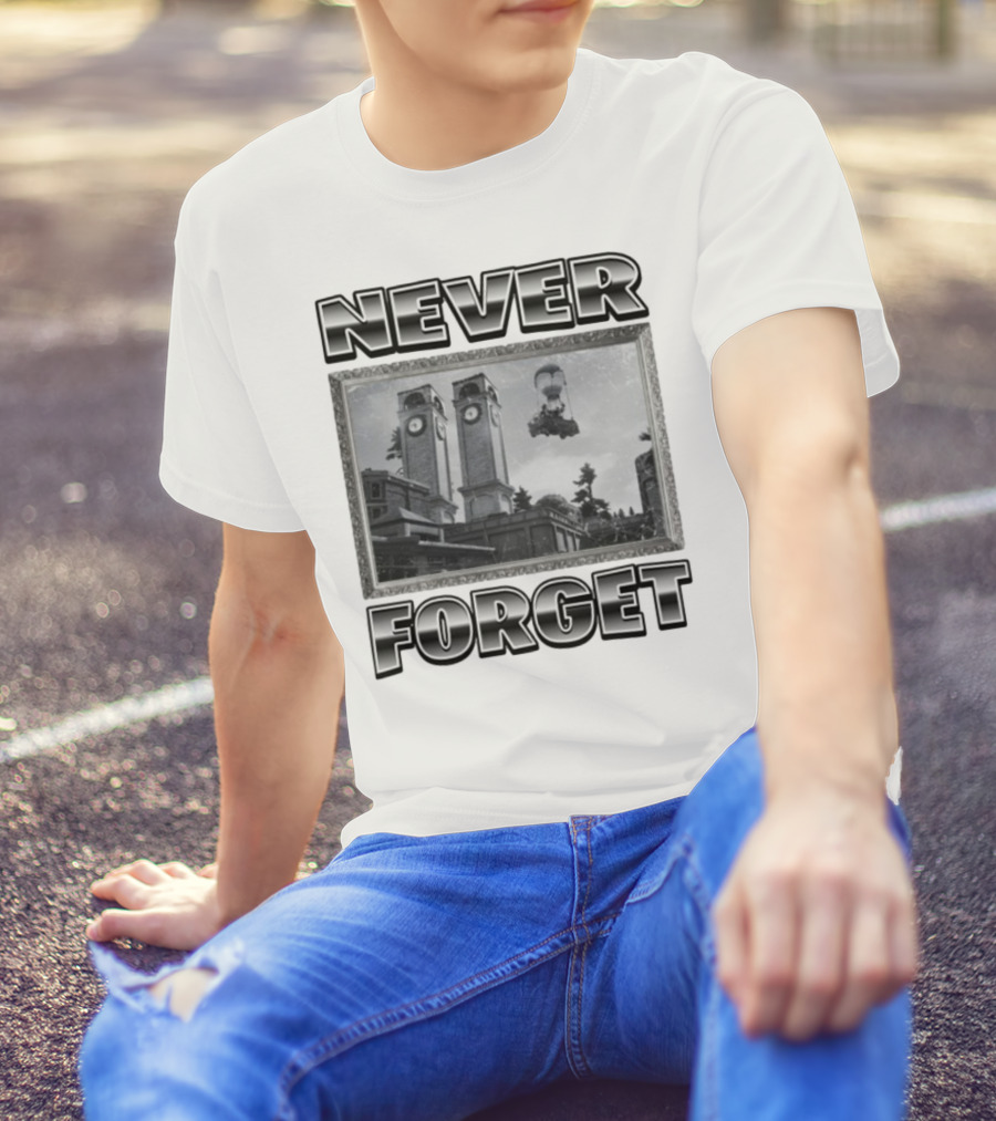 Never Forget Tower Balloon Flight Vintage Photo T-Shirt
