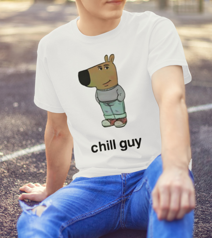 Chill Guy Cartoon Character Casual Style T-Shirt