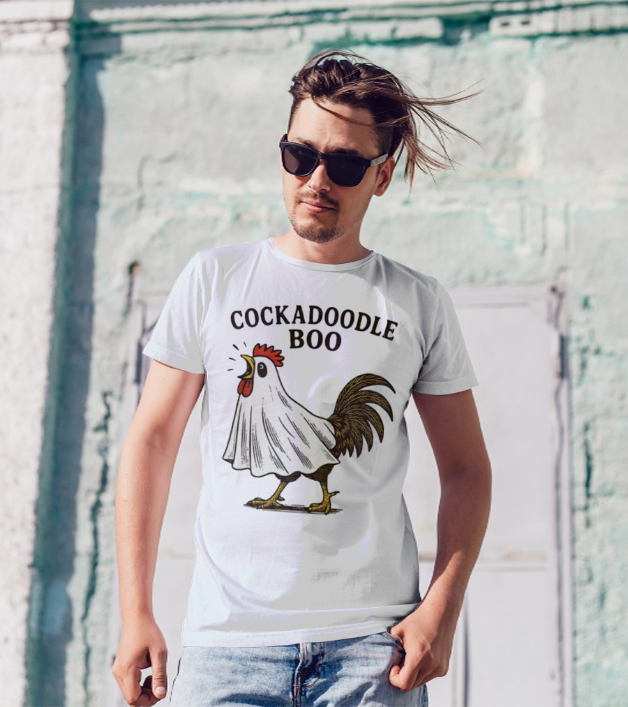 Cockadoodle Boo Ghost Rooster Halloween 2025 T-Shirt