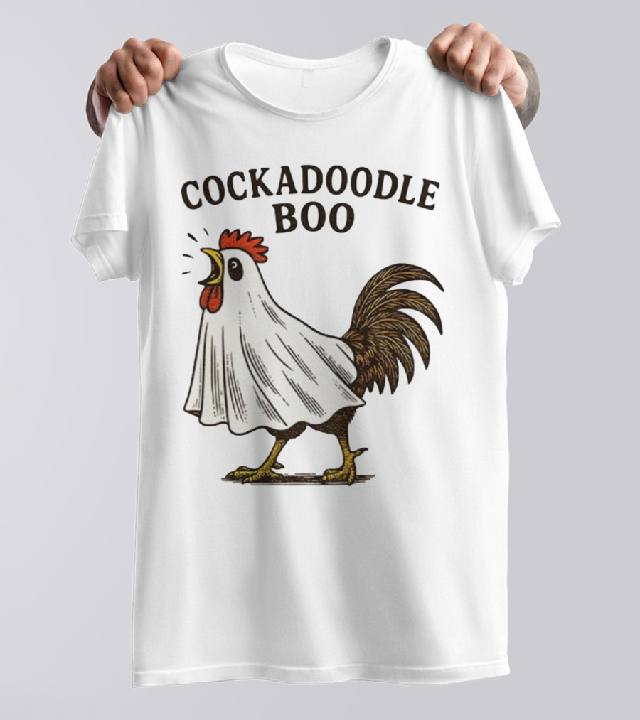 Cockadoodle Boo Ghost Rooster Halloween 2025 T-Shirt