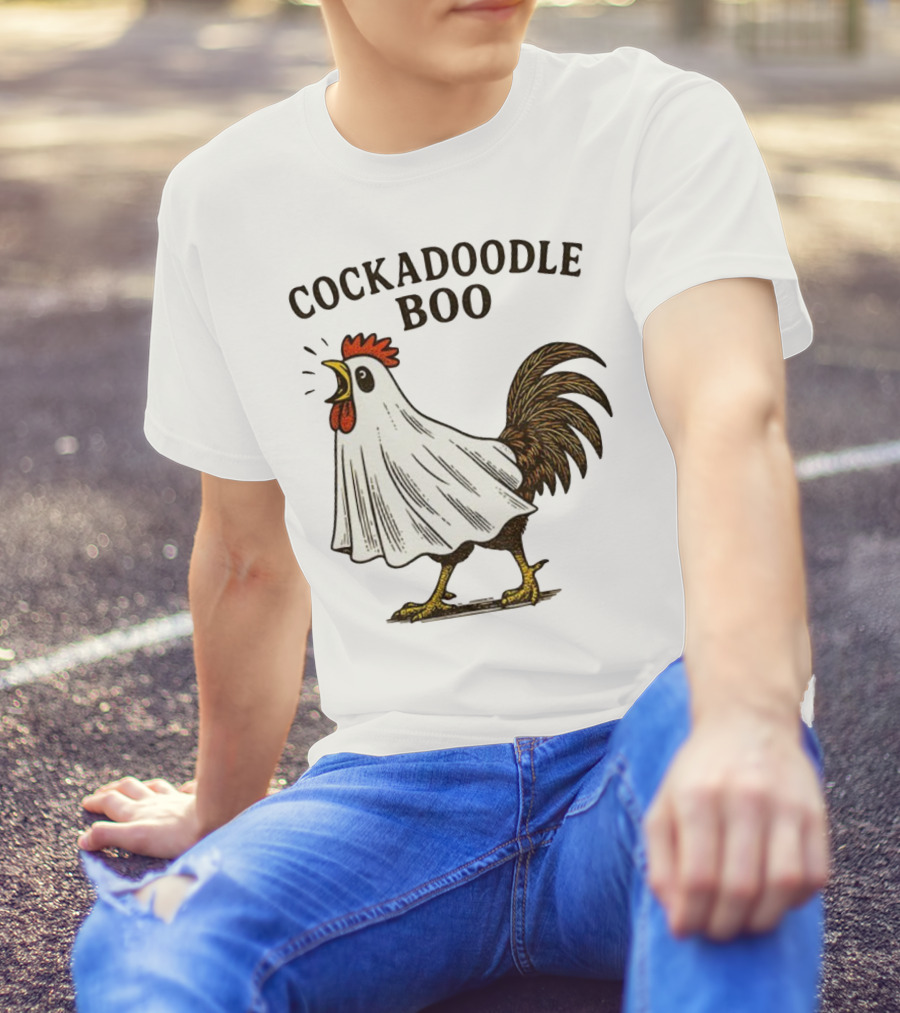 Cockadoodle Boo Ghost Rooster Halloween 2025 T-Shirt