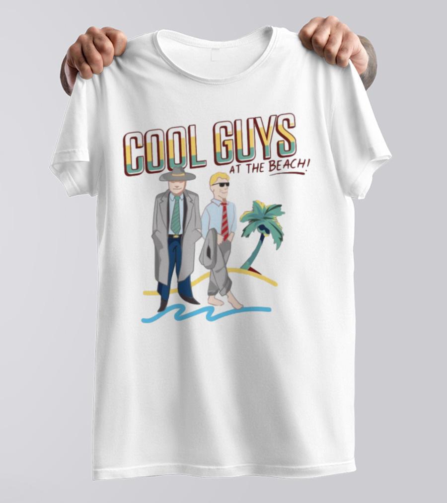 Cool Guys At The Beach Vintage Style Men In Suits Near Palm Tree T-Shirt
