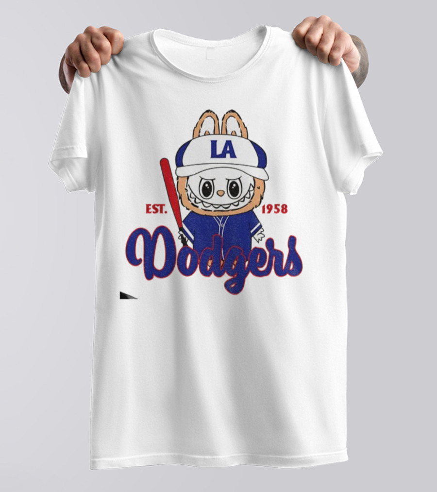 Cute Monster Labubu Los Angeles Dodgers Est 1958 Baseball MLB T-Shirt