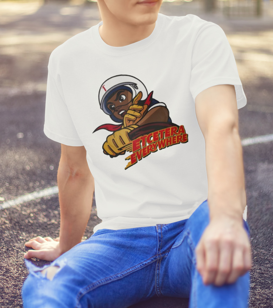 Etcetera Everywhere Racing Style Graphic With Determined Character T-Shirt