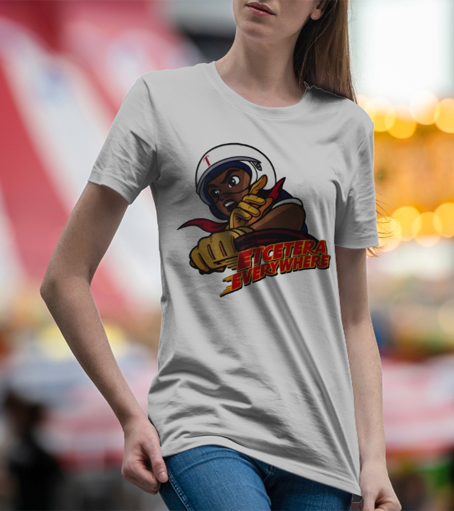 Etcetera Everywhere Racing Style Graphic With Determined Character T-Shirt