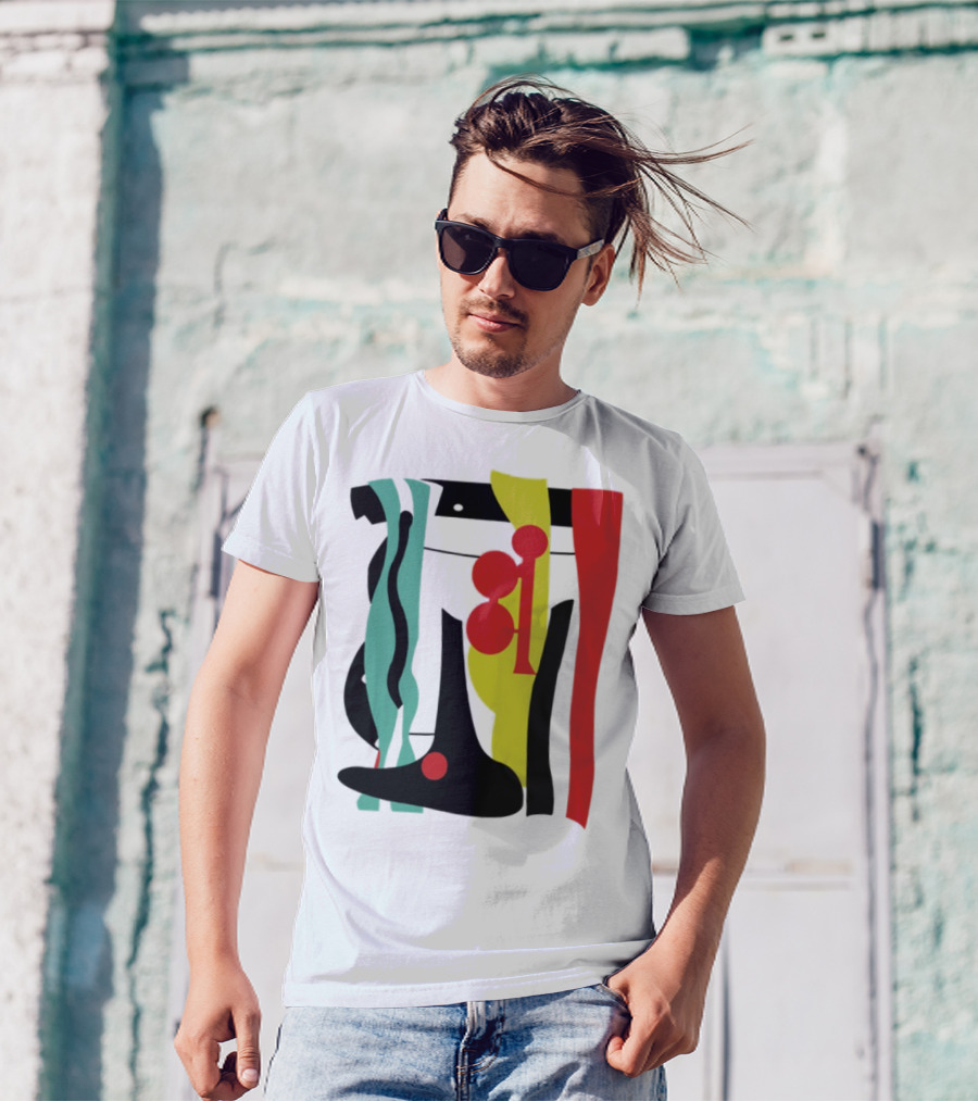 Ace Retro Primary Abstract Geometric Shapes T-Shirt