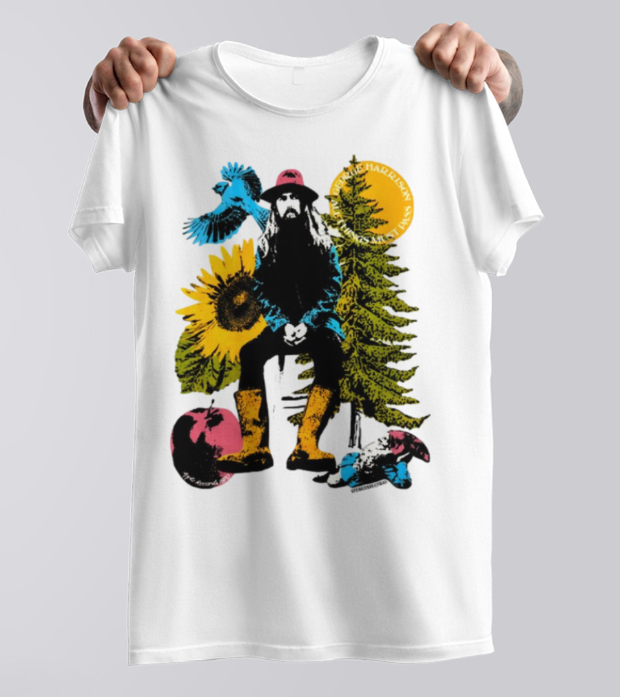 All Things Must Pass George Harrison Sunflower Tree Bird Apple T-Shirt