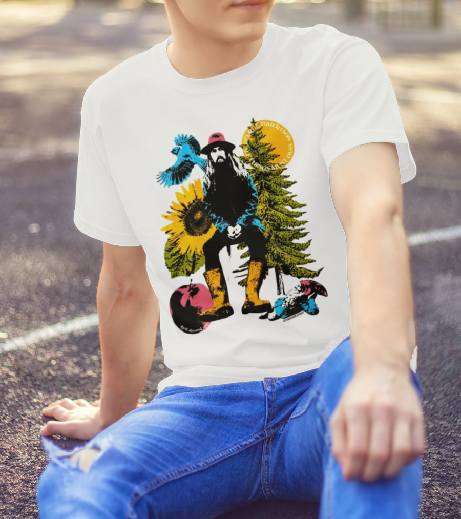 All Things Must Pass George Harrison Sunflower Tree Bird Apple T-Shirt