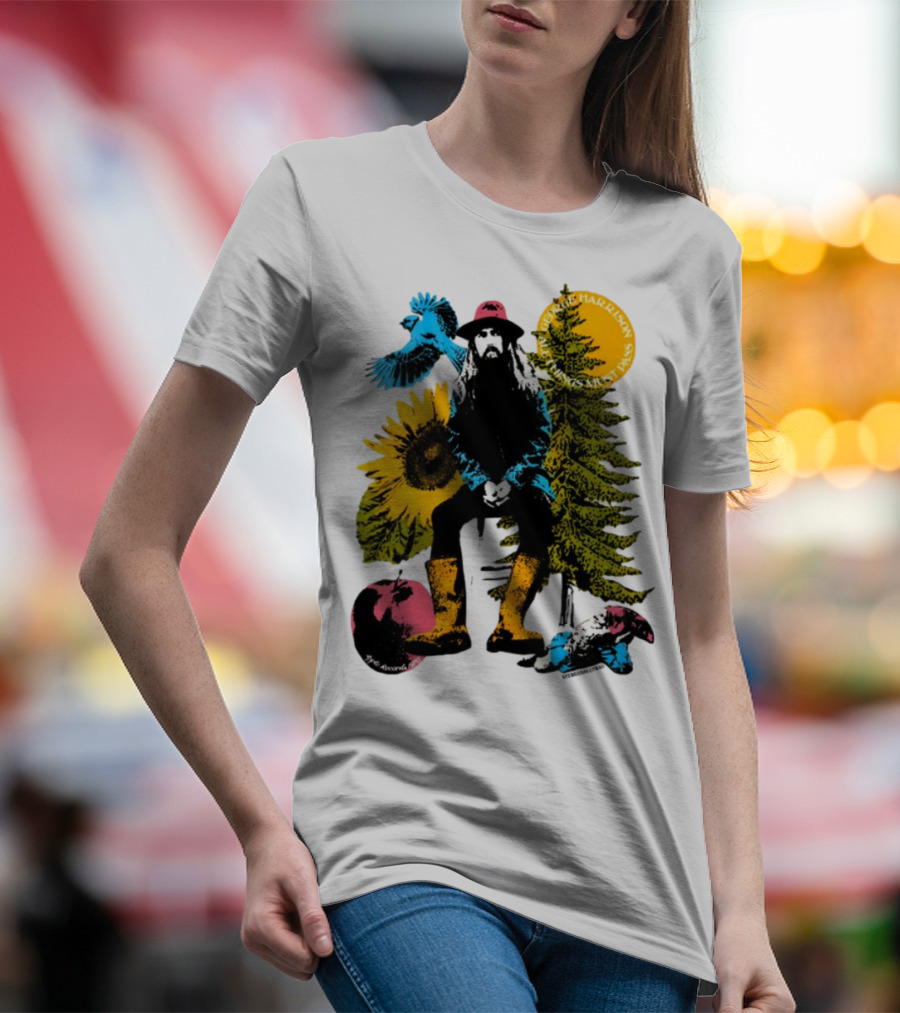 All Things Must Pass George Harrison Sunflower Tree Bird Apple T-Shirt