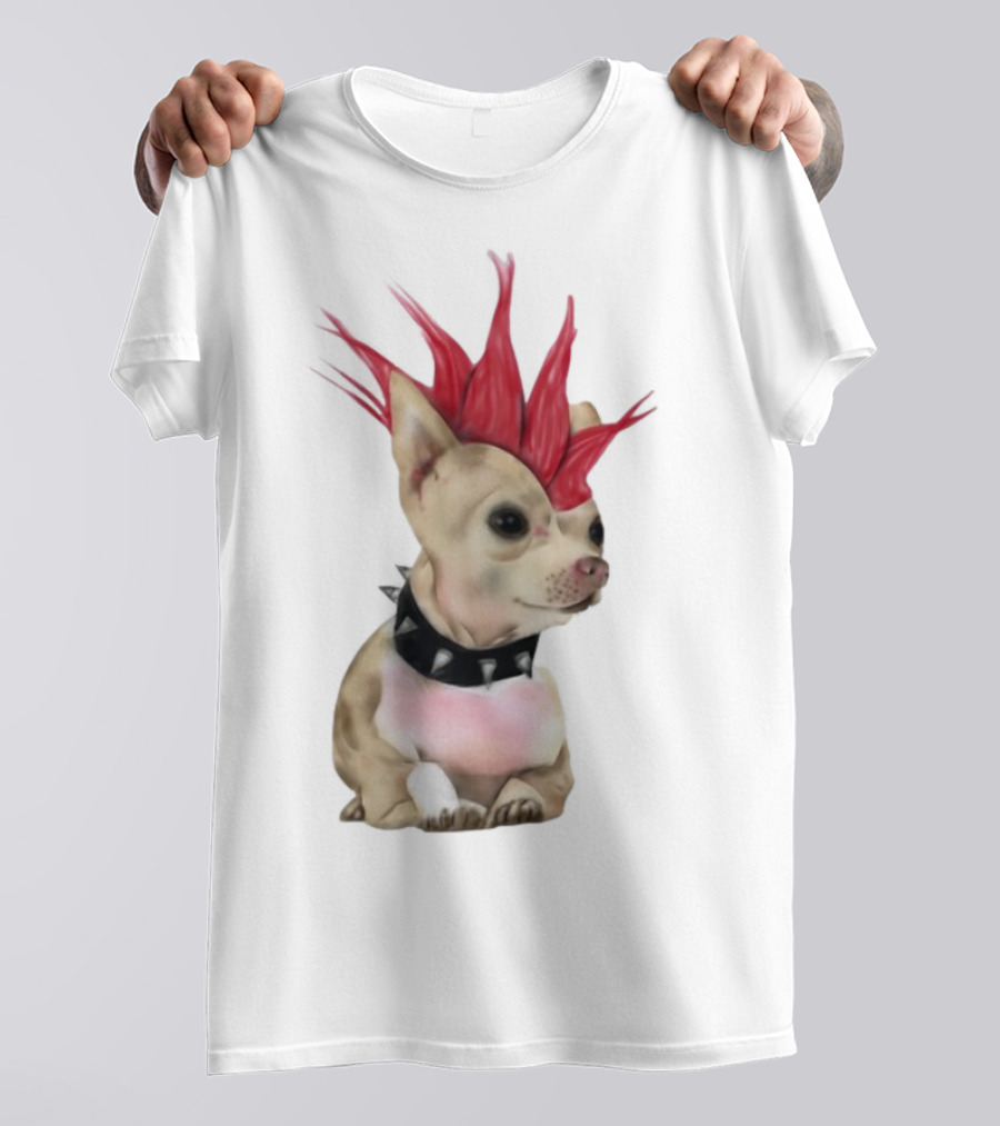 Alt Pup Punk Chihuahua Mohawk Spiked Collar T-Shirt