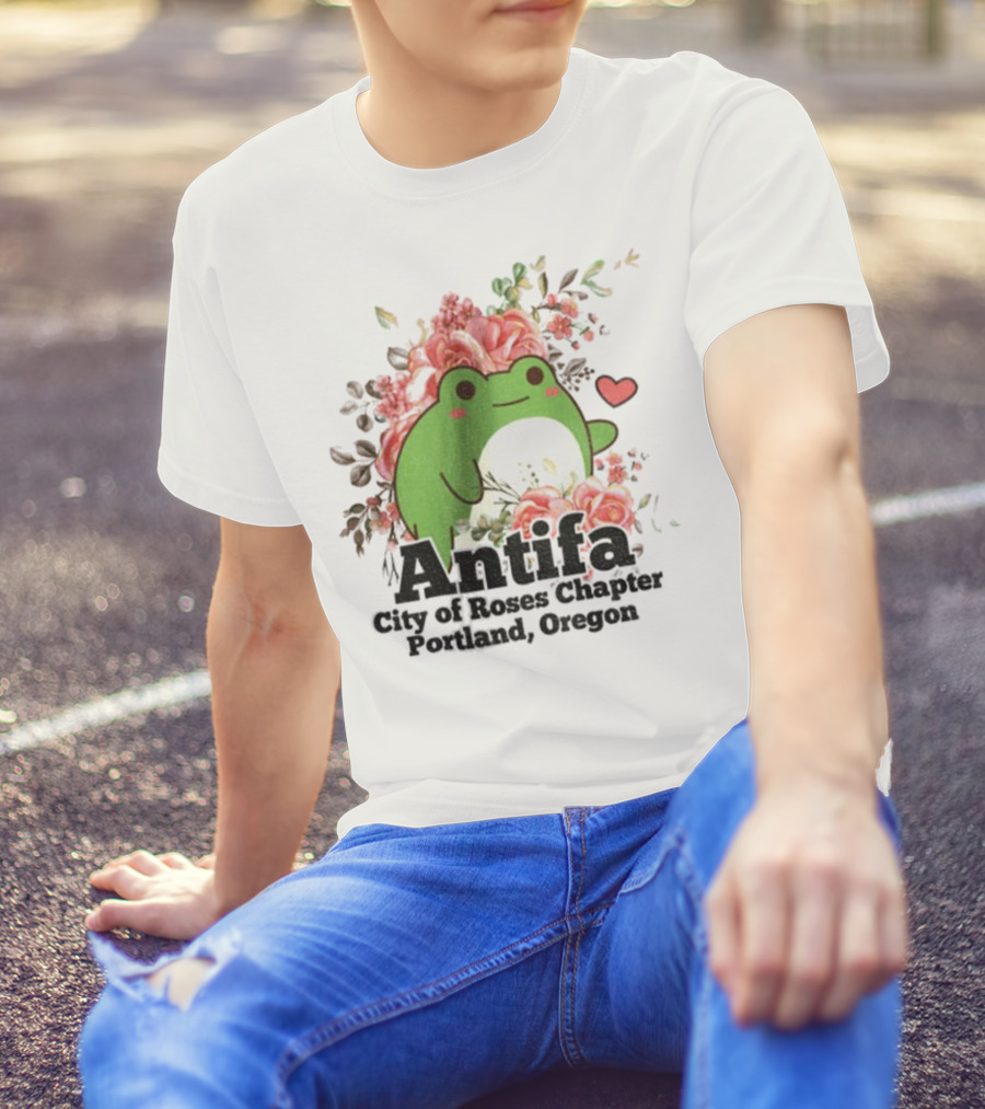 Antifa City Of Roses Chapter Portland Oregon Frog Protest Symbol T-Shirt