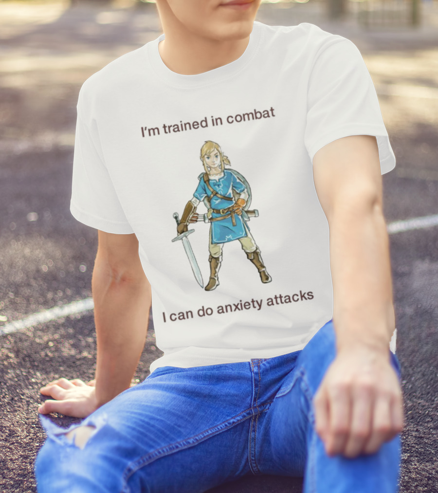 I'm Trained In Combat I Can Do Anxiety Attacks Hero With Sword T-Shirt