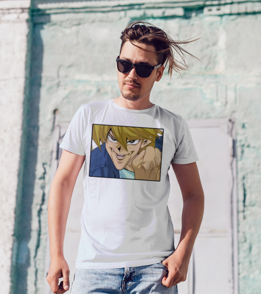 Joey Wheeler Anime Character Fist Pump Enthusiastic Expression T-Shirt