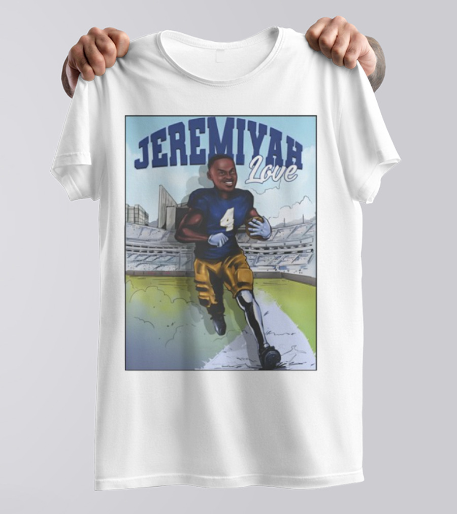 Jeremiyah Love Running In Stadium Number 4 T-Shirt