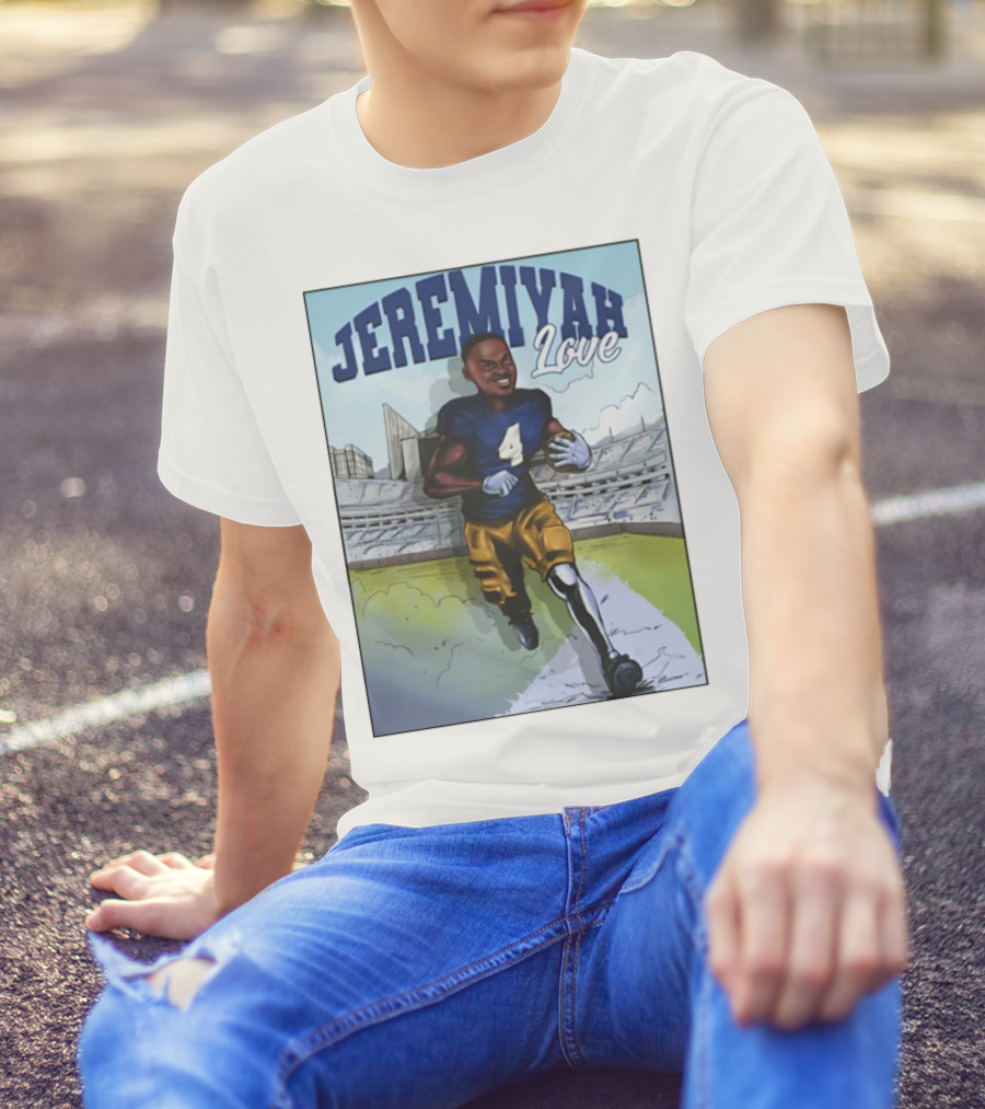 Jeremiyah Love Running In Stadium Number 4 T-Shirt