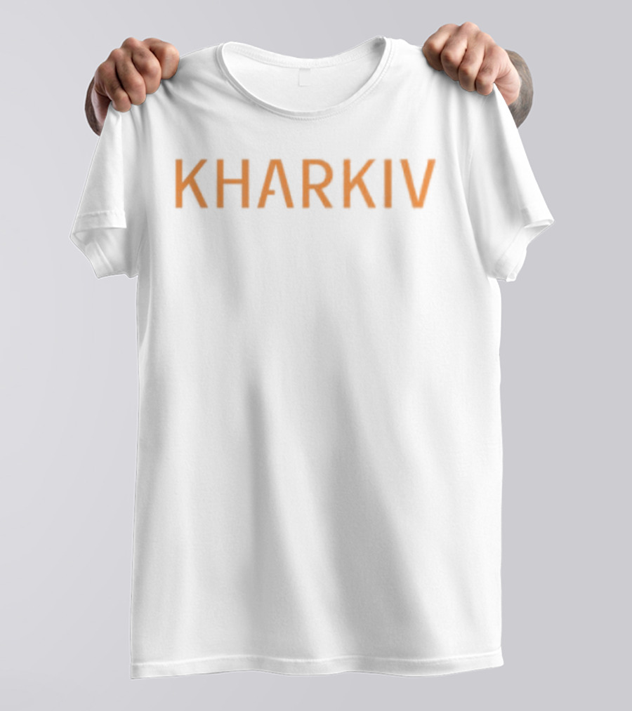 Kharkiv Bold Orange Text Style Graphic Apparel Ukraine Theme T-Shirt