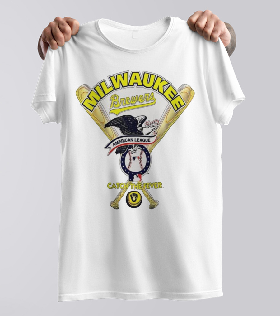 Milwaukee Brewers Catch The Fever American League Baseball Eagle Bat T-Shirt