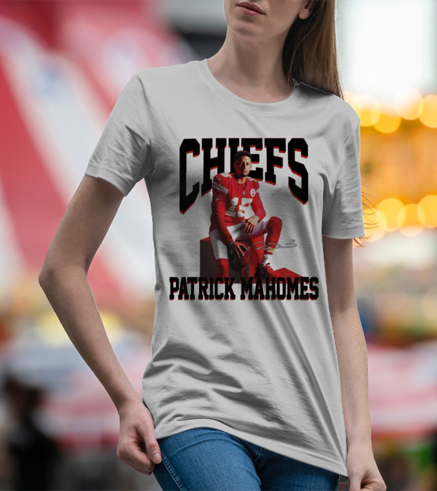 Patrick Mahomes Chiefs Signature Football Number 15 Kansas City T-Shirt