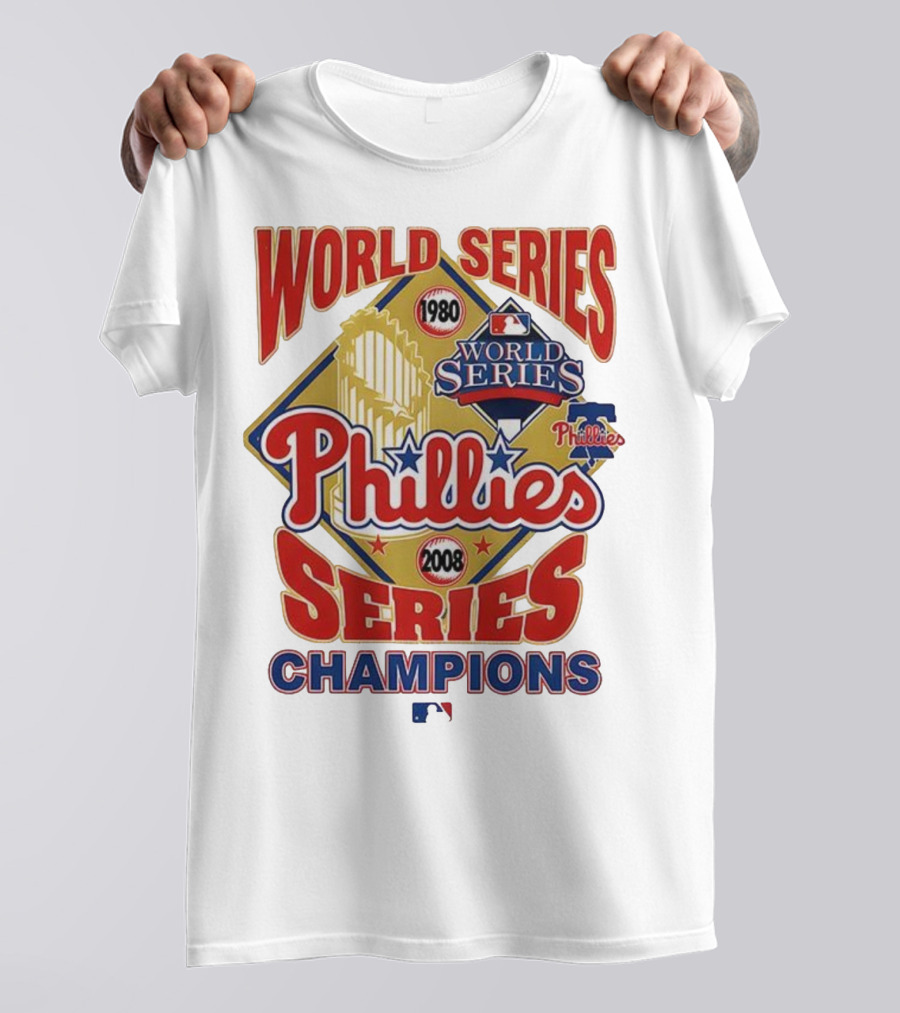Philadelphia Phillies 1980 2008 World Series Champions Logo MLB T-Shirt