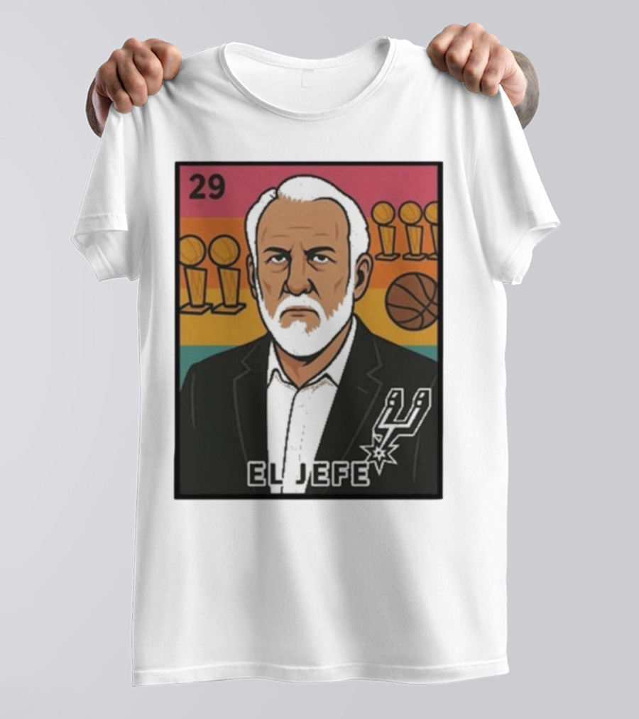 Porvida Popovich El Jefe San Antonio Spurs 29 Trophy T-Shirt