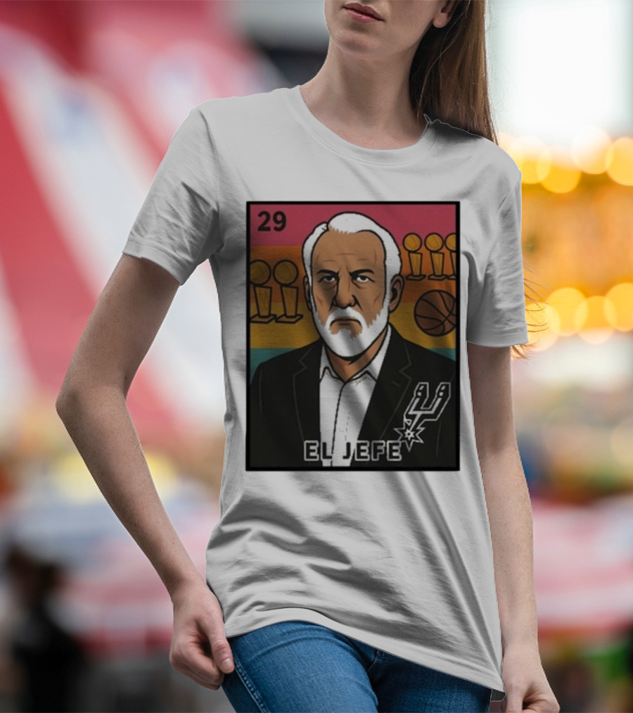 Porvida Popovich El Jefe San Antonio Spurs 29 Trophy T-Shirt