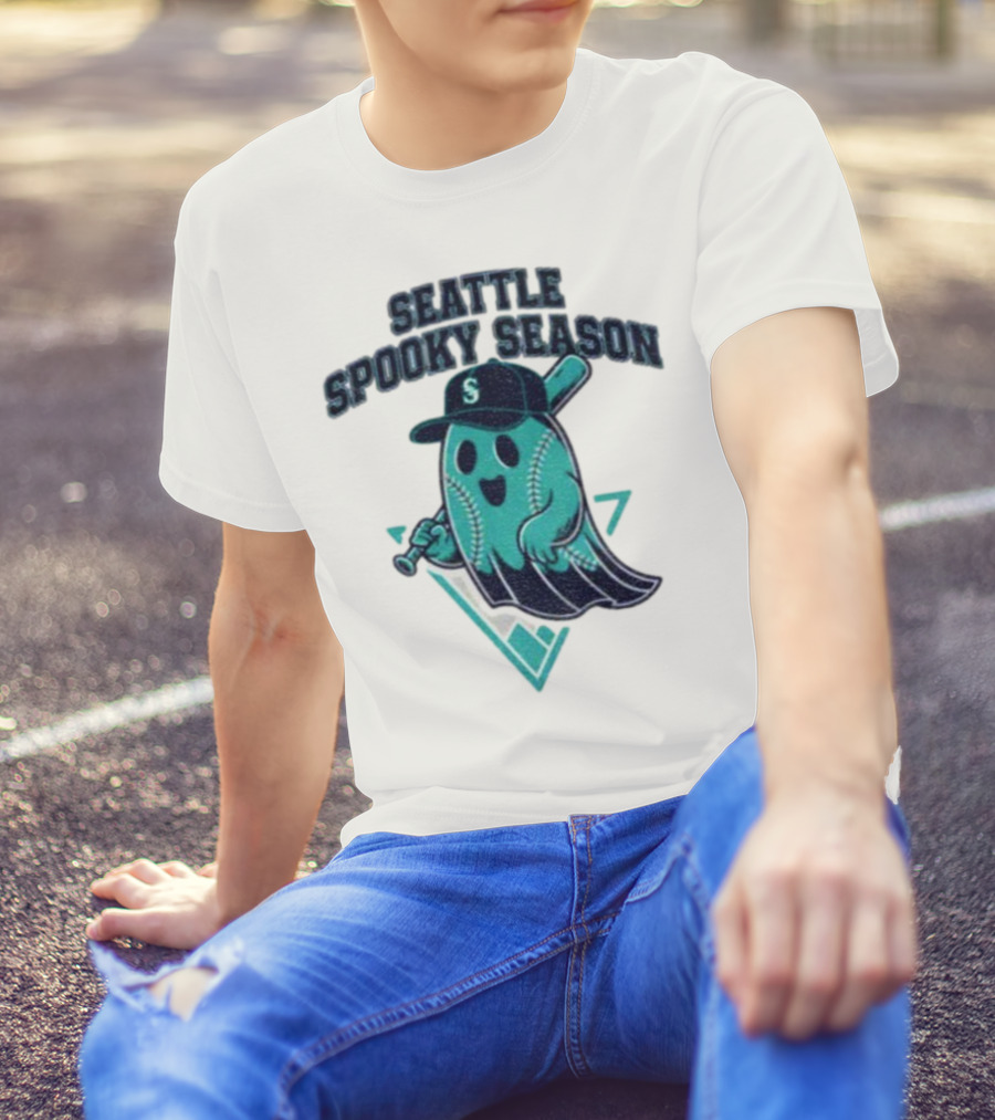 Seattle Mariners Spooky Season Ghost Halloween Baseball T-Shirt