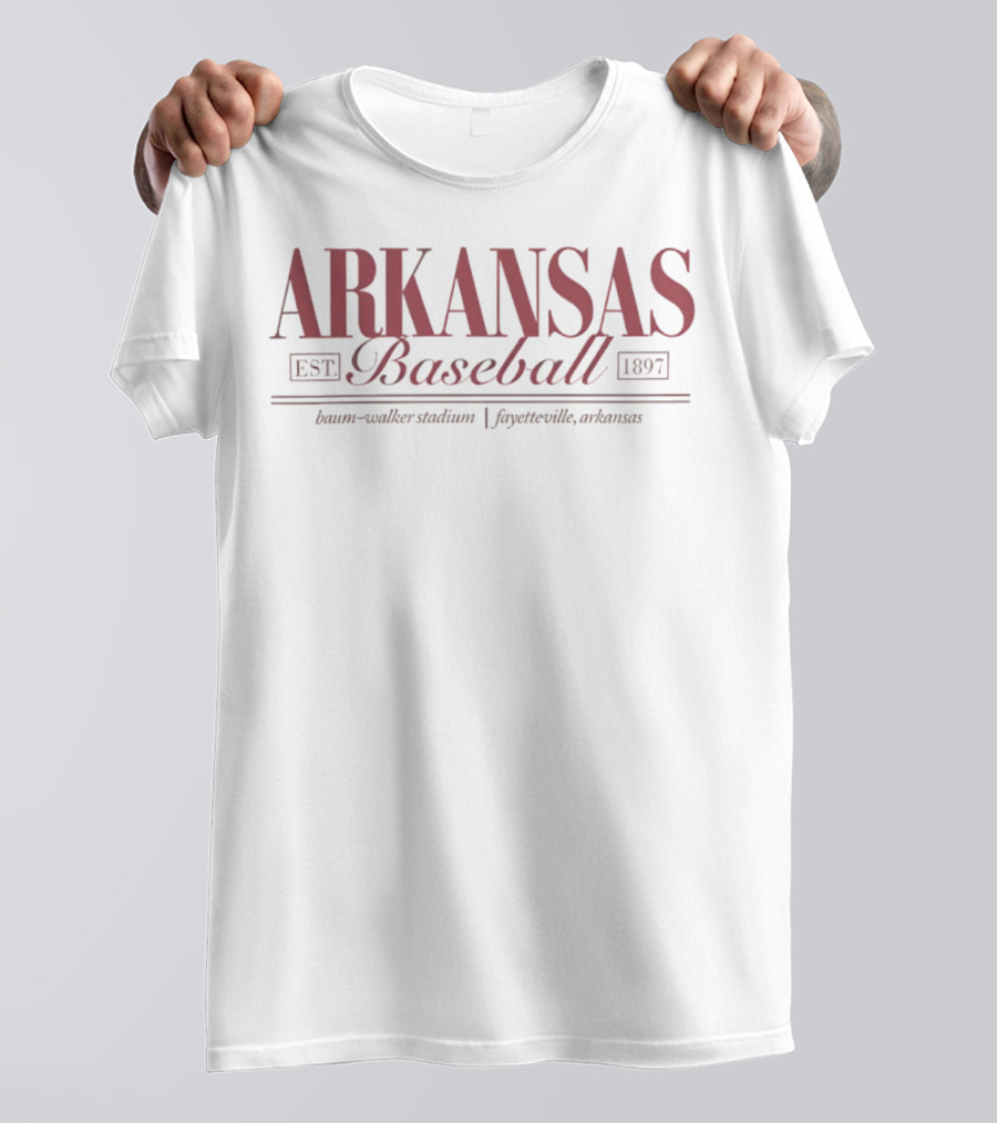 Arkansas Baseball 80’s Style Baum-Walker Stadium Fayetteville Est 1897 T-Shirt