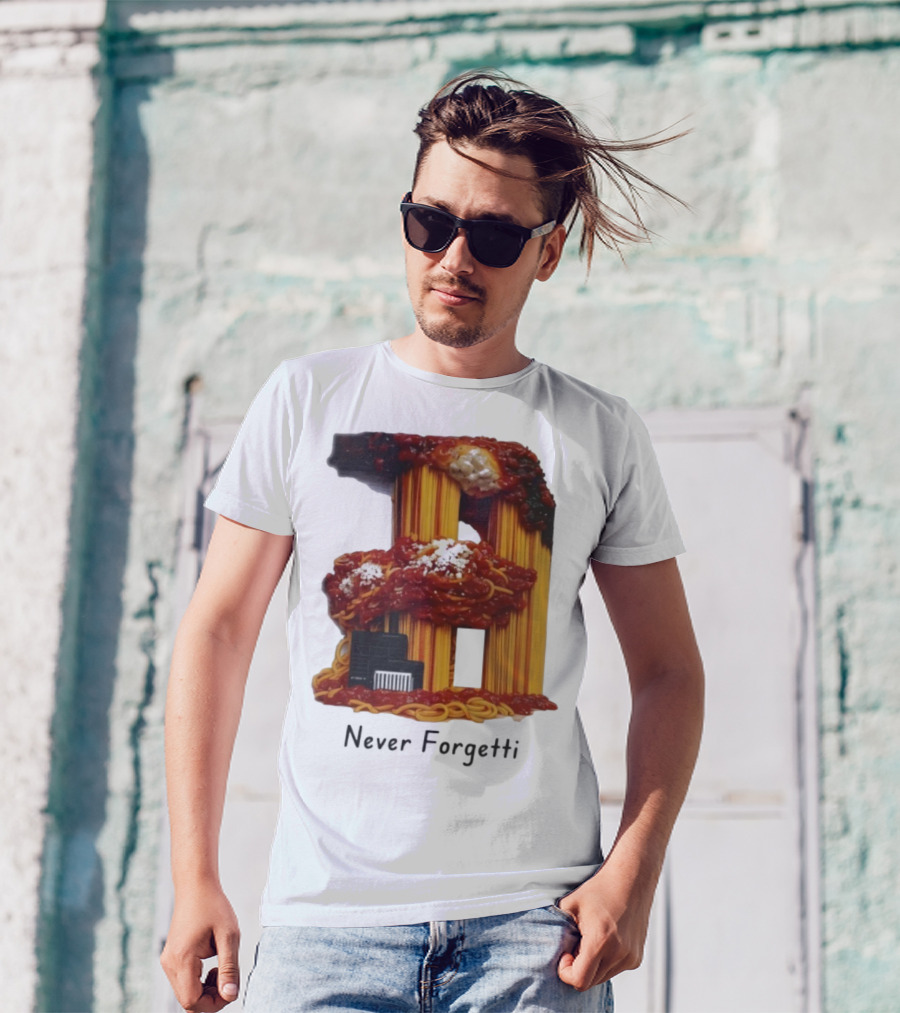 Never Forgetti Spaghetti 9/11 Memory Loss Awareness T-Shirt