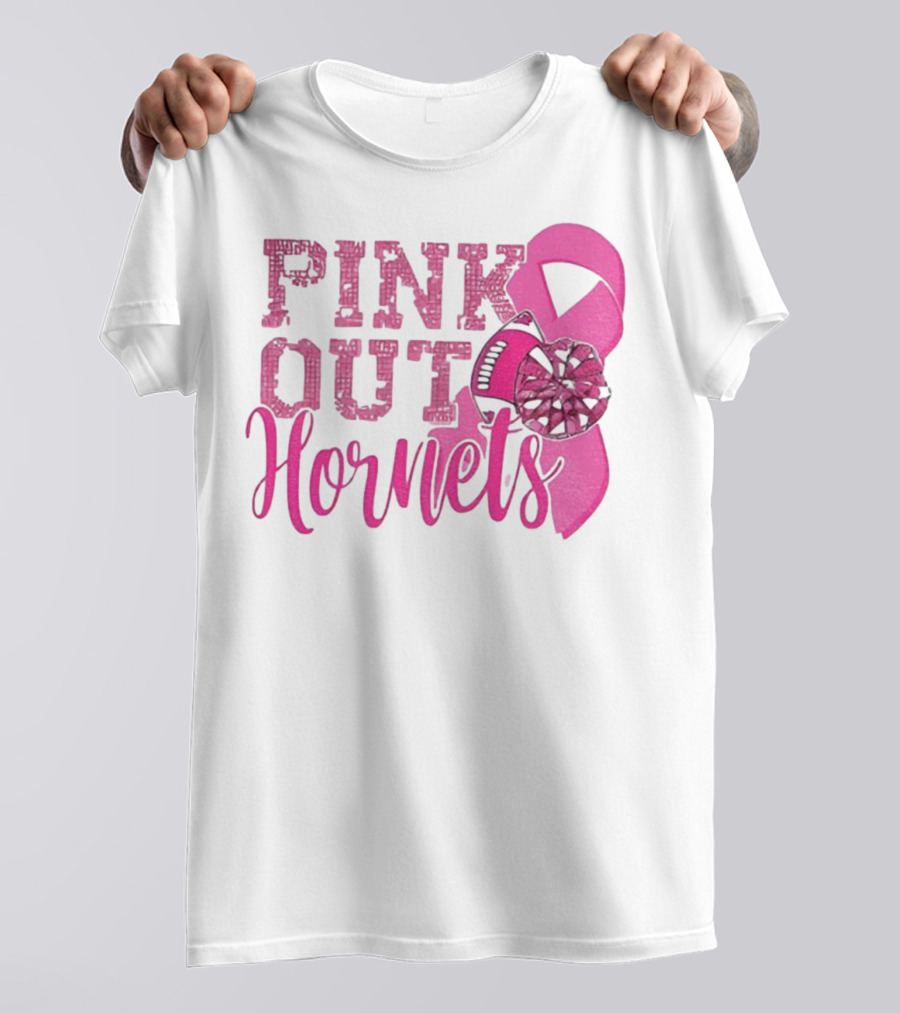 Pink Out Hornets New Orleans Hornets 2025 Football Ribbon Pom لص博 T-Shirt