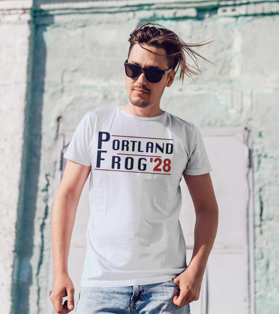 Portland Frog '28 Election Style Bold Campaign Typography T-Shirt