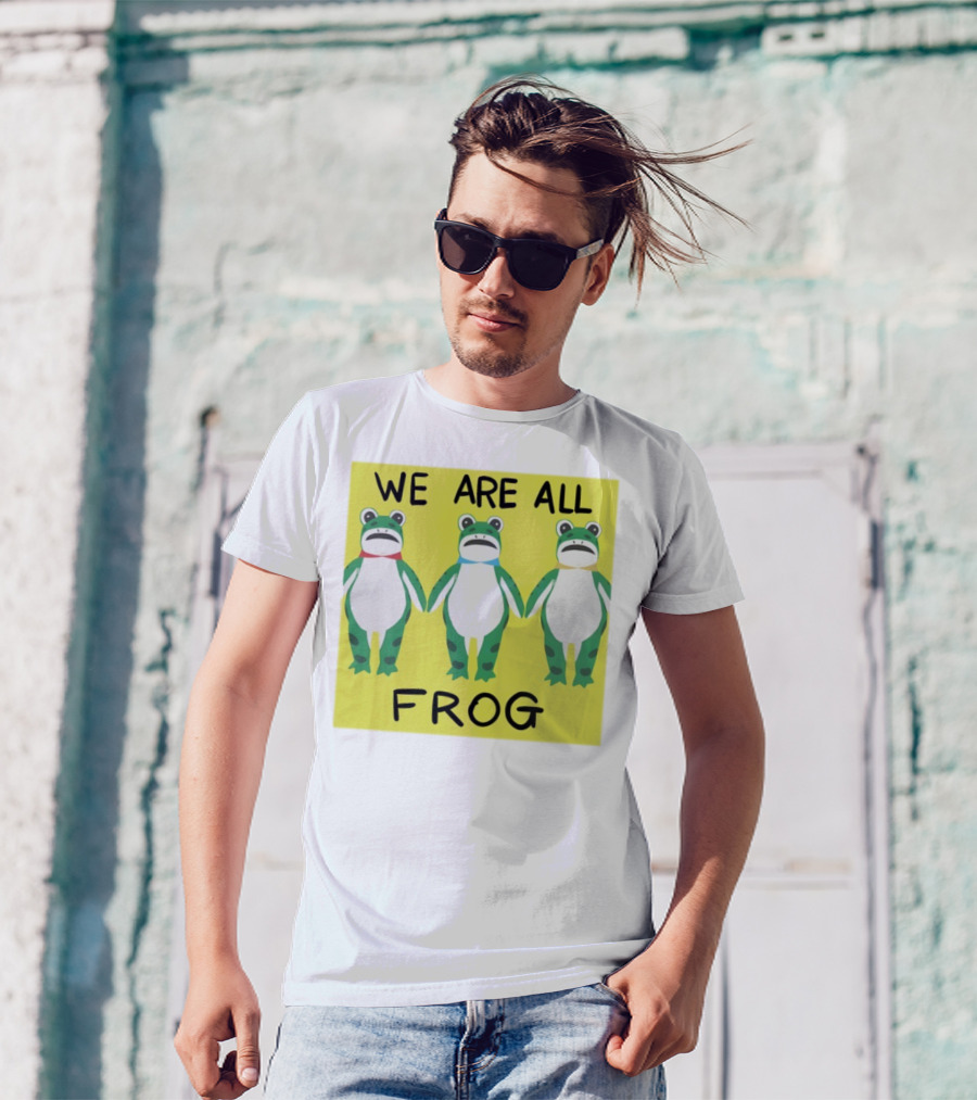 Portland Frog We Are All Frog Trio Colorful Cartoon Style T-Shirt