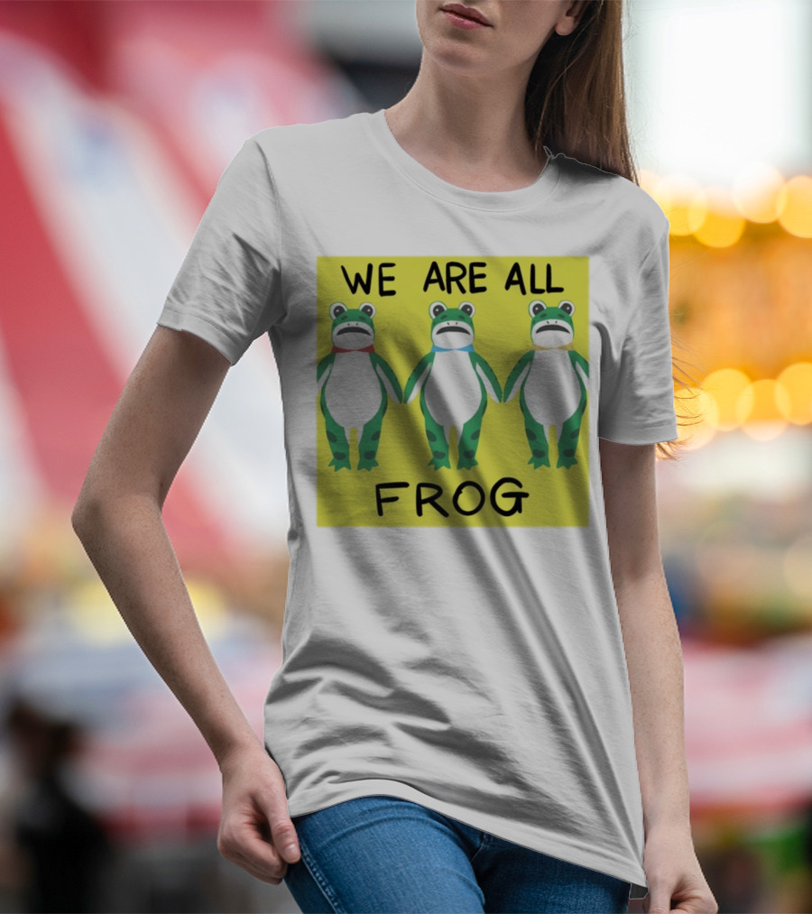 Portland Frog We Are All Frog Trio Colorful Cartoon Style T-Shirt