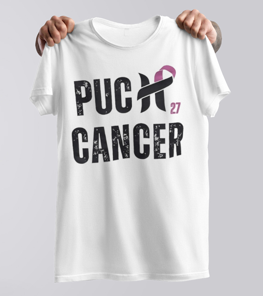 Puck Cancer 27 Hockey Ribbon Awareness T-Shirt
