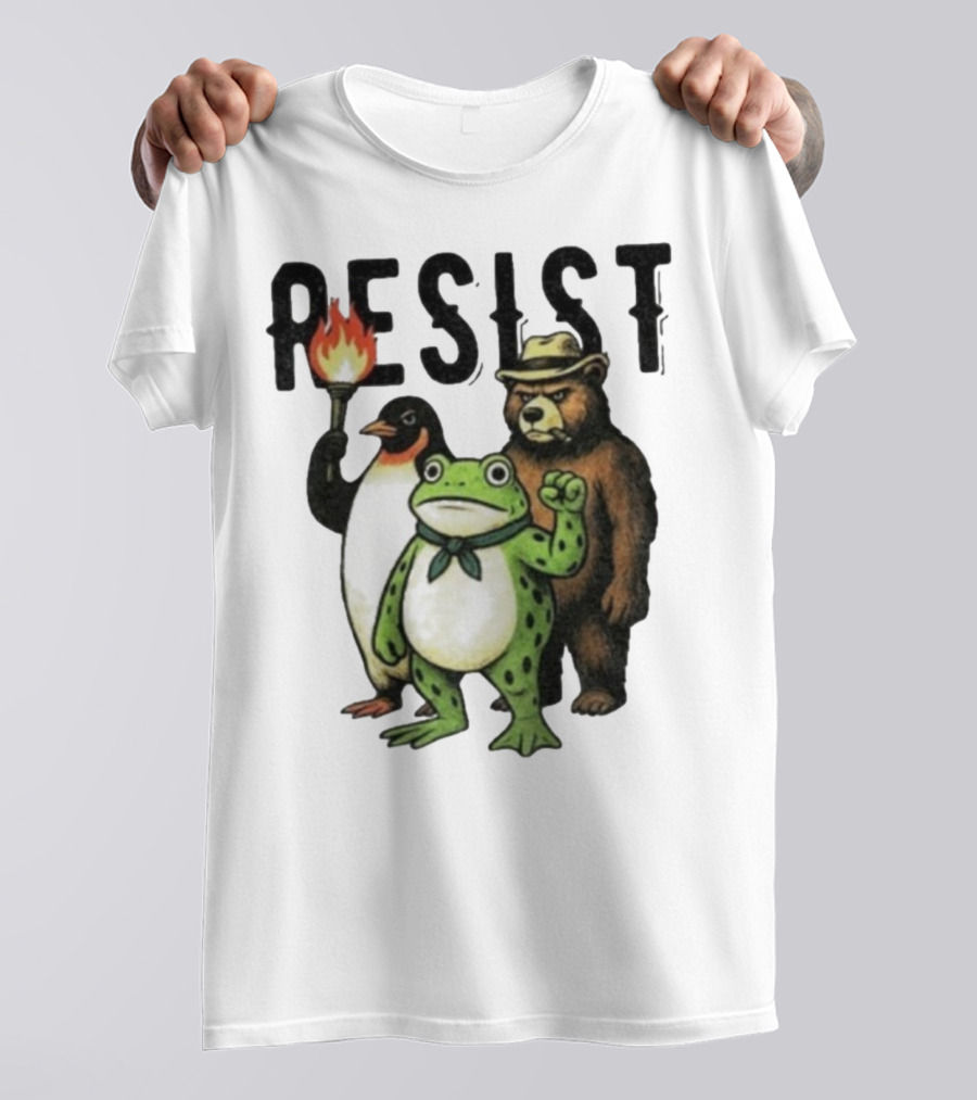 Resist Portland Frog Penguin Bear Abolish Ice T-Shirt
