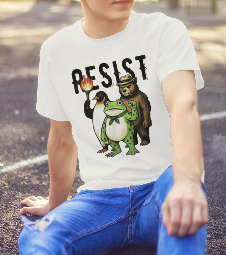 Resist Portland Frog Penguin Bear Abolish Ice T-Shirt