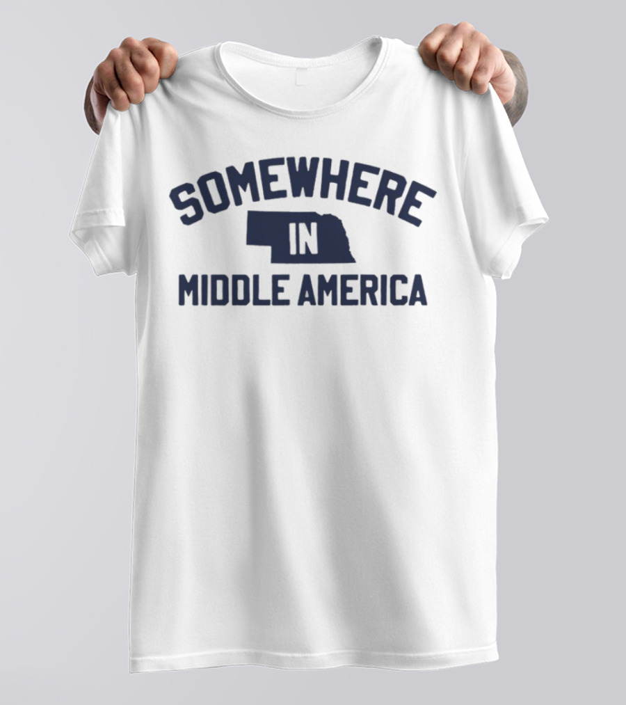 Somewhere In Middle America Nebraska Map Outline T-Shirt