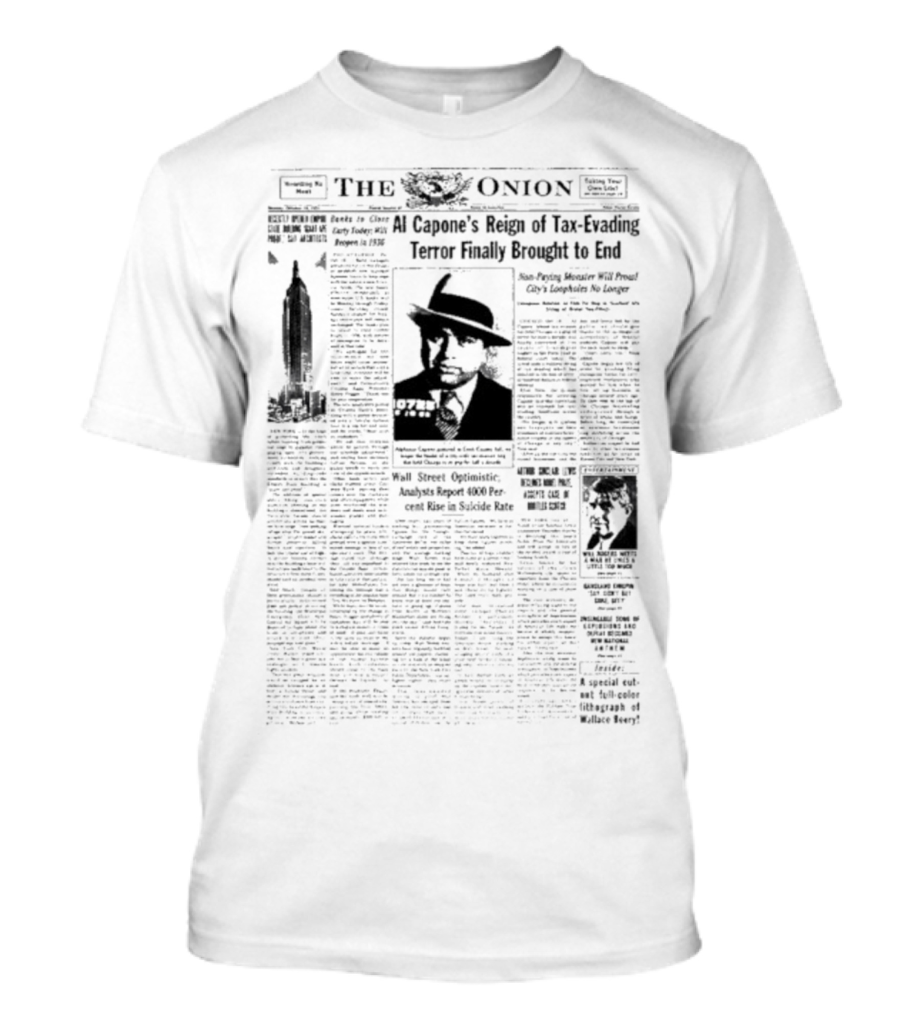 The Onion Al Capone’s Reign Tax Evading Terror Brought To End Final Arrested America Public Enemy Prison T-Shirt