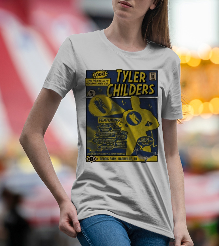 Tyler Childers The Music City Adventures Featuring Charley Crockett Cory Branan GEODIS Park Nashville TN Oct 11 2025 T-Shirt