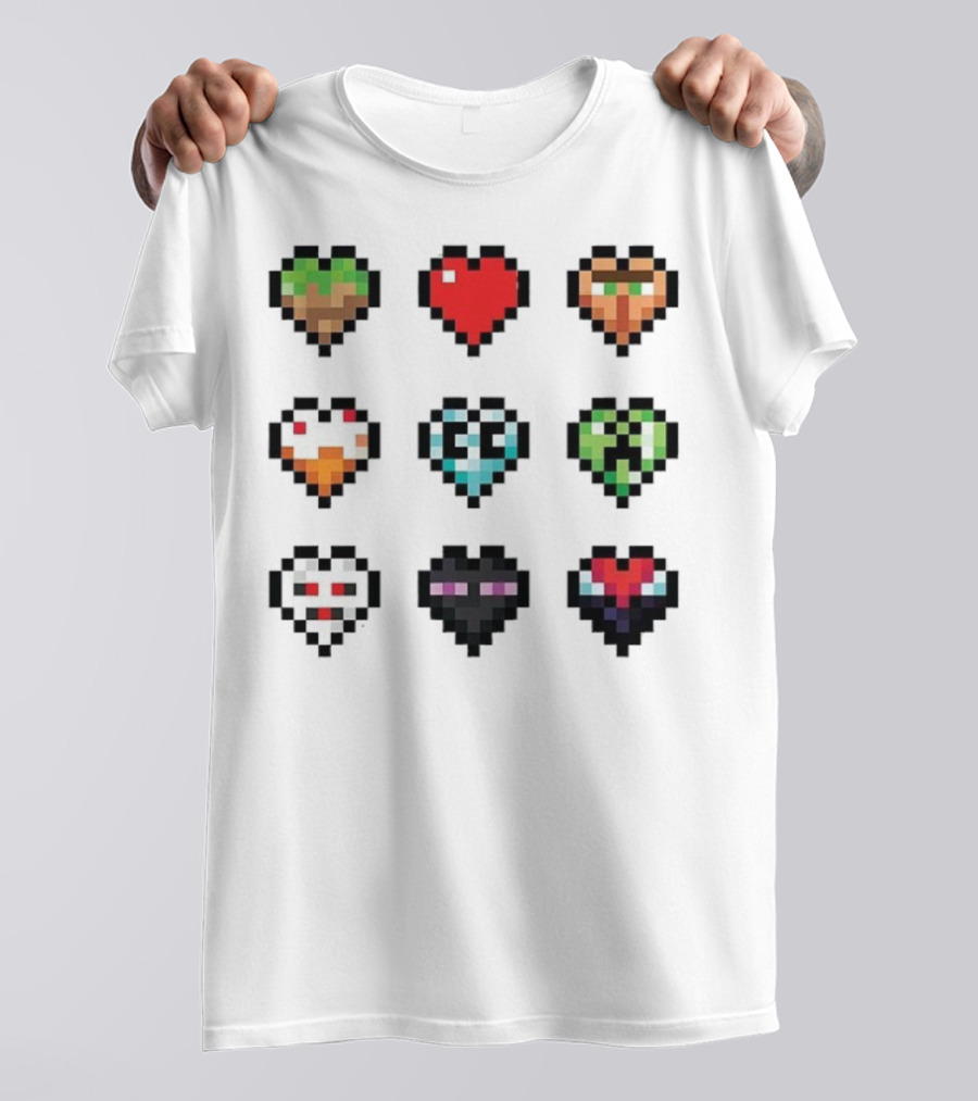 Pixelated Craftee’s Hearts Icons Collection T-Shirt