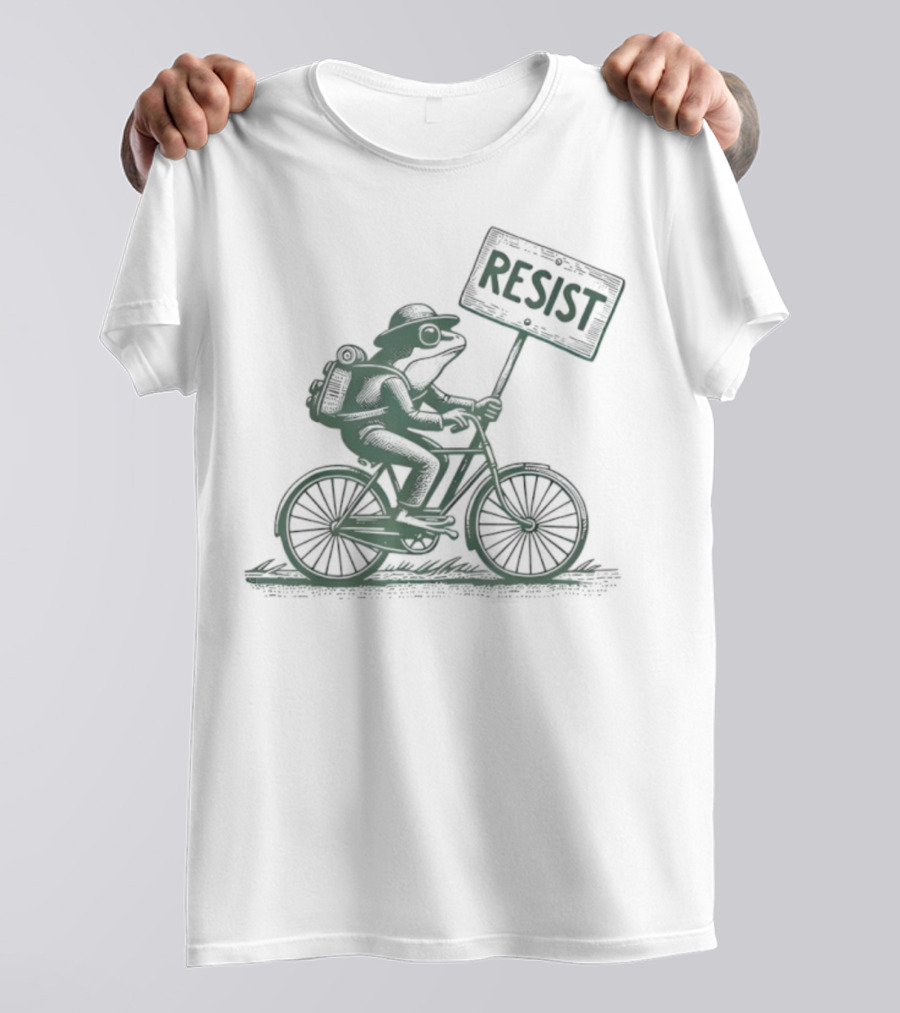 Frog On Bike Resist Portland Protest Vintage Graphic T-Shirt
