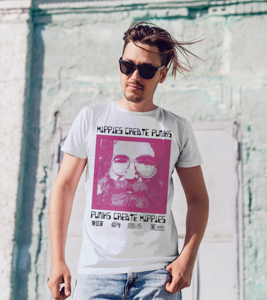 Hippies Create Punks Punks Create Hippies Heads Iconic Beard Glare T-Shirt