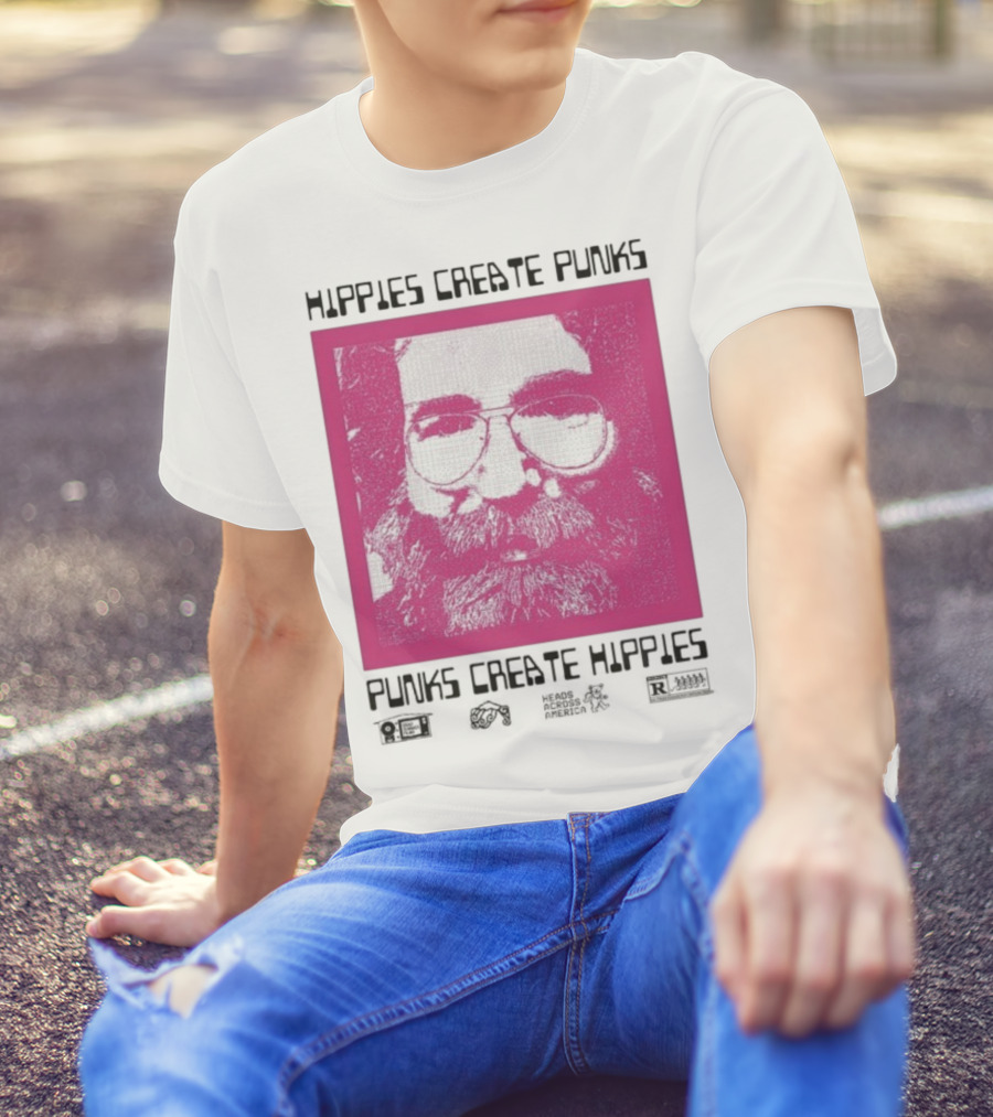 Hippies Create Punks Punks Create Hippies Heads Iconic Beard Glare T-Shirt