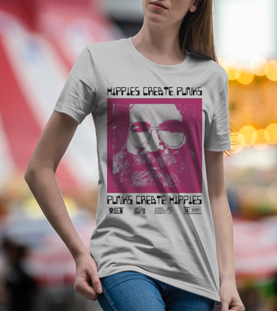 Hippies Create Punks Punks Create Hippies Heads Iconic Beard Glare T-Shirt