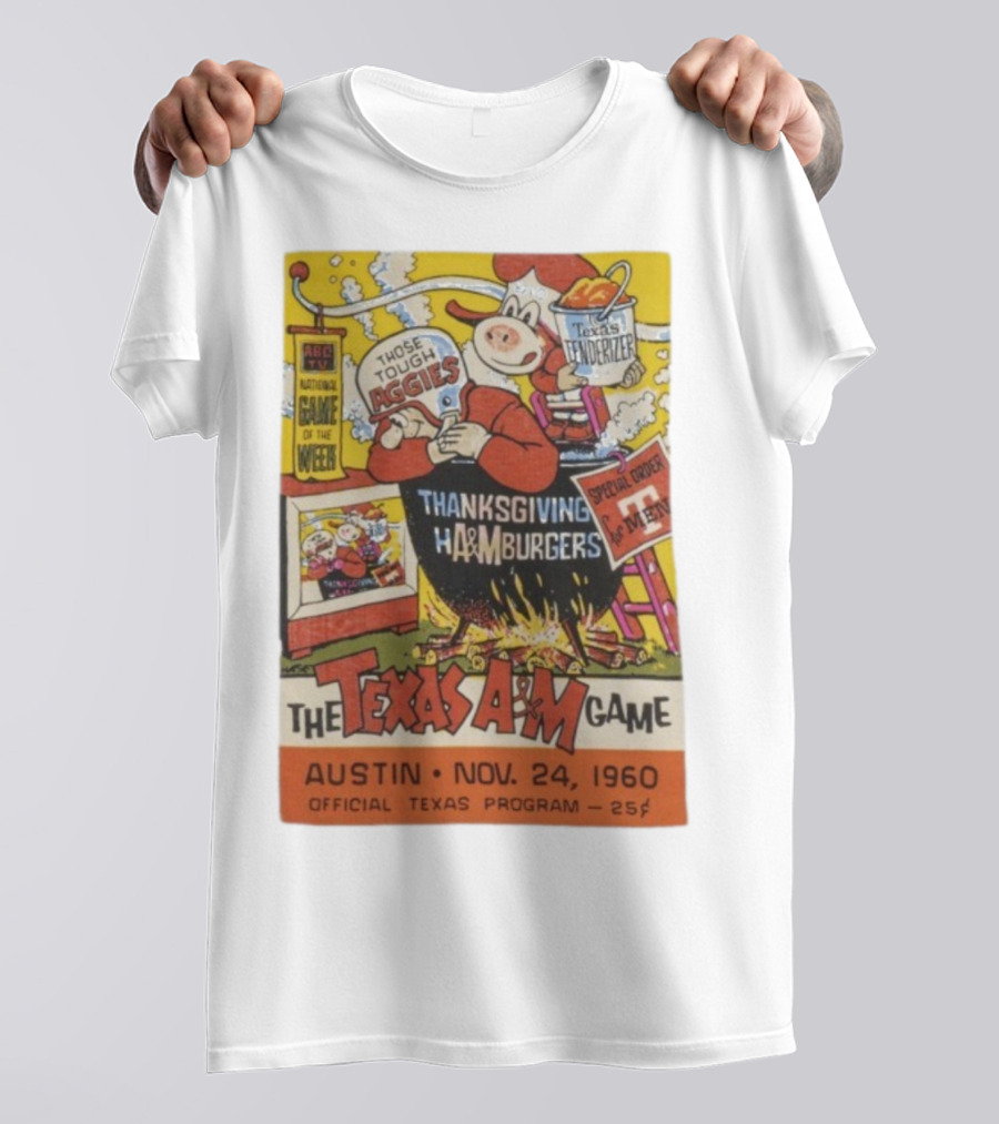 Texas Longhorns Thanksgiving Texas A&M Game Austin Nov 24 1960 Official Program T-Shirt