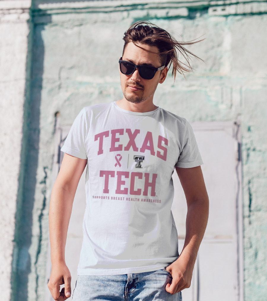 Texas Tech Supports Breast Health Awareness 2025 With Red Raiders Logo T-Shirt