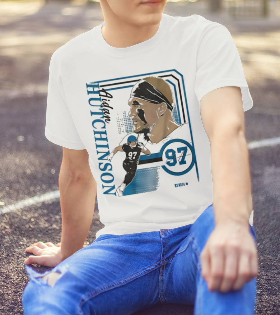 Aidan Hutchinson Signature Collage 97 Athlete Portrait T-Shirt